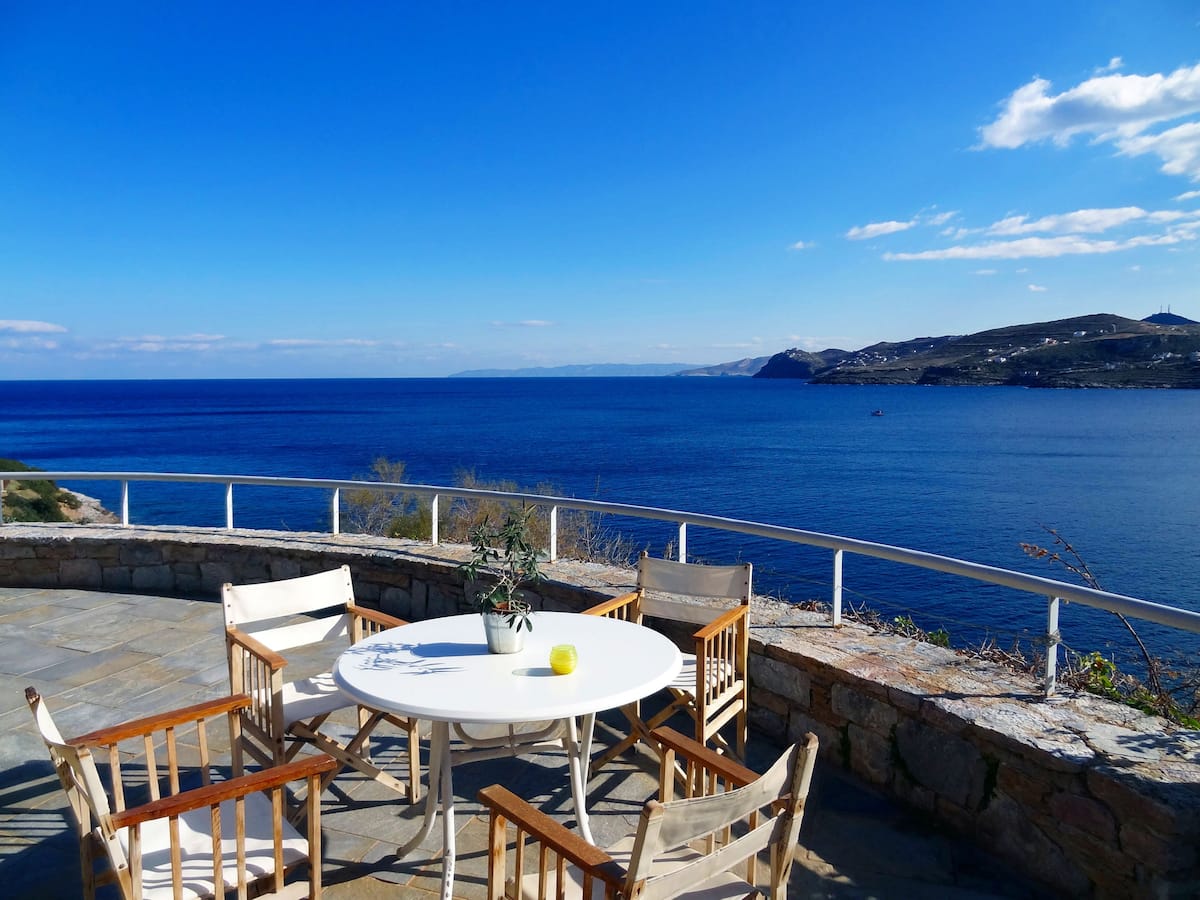 Panoramic Aegean Sea view from the villa terrace